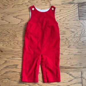 Little English Red Corduroy Boys Romper